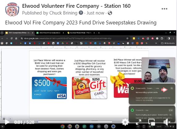 Elwood Vol Fire Company 2023 Fund Drive Sweepstakes Drawing