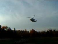 Helicopter taking off from a landing zone behind the Mullica Twp School in New Jersey. The helicopter was for air lifting a patient that was involved in a car vs. tree accident.