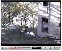 This clip is from www.firefighterclosecalls.com and it features an explosion during a control demoliton by an Amsterdam Fire Department.

Firefighters' conditions: 
One of the injured firefighters remained hospitalized Monday evening at Albany Medical Center, said hospital spokesman Greg McGarry. Firefighter Thomas Champain suffered a right leg fracture and was listed in fair condition, McGarry said.

Another firefighter, Jarod Gilston, was admitted to Albany Medical Center in good condition but has since been released.

The other firefighters injured in the explosion were treated and released Saturday from St. Mary's Hospital in Amsterdam, NY, said a hospital spokeswoman.